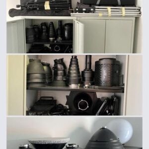 black and white photograph of equipment