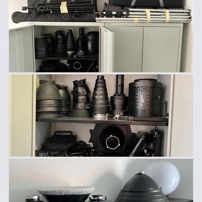 black and white photograph of equipment