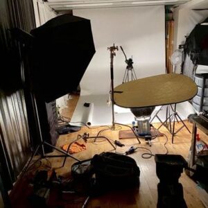 Photography equipment set up in studio